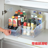 日本进口厨房带轮收纳箱 桌面收纳盒储物 居家透明塑料大号整理箱