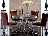 欧式全实木餐台餐椅餐桌椅家具 法式新古典餐厅香槟银套装组合