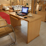 原木色实木书桌台式电脑桌简约中式橡木电脑桌家用木质办公桌