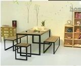 LOFT美式乡村 时尚简约客厅桌椅 现代休闲茶几 铁艺实木桌椅组合