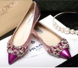 香港代购2014JC施华洛世奇水晶甜美高跟鞋女鞋水钻单鞋平底鞋婚鞋