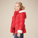 安奈儿女童装冬季款 专柜正品 红色超短款棉衣服袄子AG345477