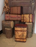 美式复古手提箱木箱子道具箱子 仿古皮箱做旧装饰品摆件橱窗陈列