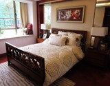 QAY家居东南亚泰式风格榆木实木黑胡桃色1.8双人婚床实木床定制KJ