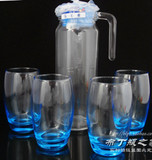 高档 彩色玻璃水壶水杯套装 乐美雅5件套 凝彩淡蓝色新店上新促销