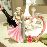 创意高档现代客厅结婚礼物家居装饰品摆件新婚庆工艺品实用红酒架