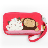 卡拉猫正品 韩国可爱布艺零钱包双拉链苹果5S手机袋女帆布零钱包