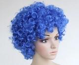 彩色动漫cos型爆炸头假发女表演假发球迷假发儿童整顶假发130蓝色