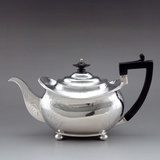 西洋古董银器 1813年英国伦敦乔治三世时期纯银手工雕花茶具/茶壶