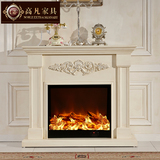 壁炉 装饰柜 欧式美式韩式简约壁炉架实木仿真火象牙白色雕刻取暖