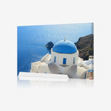 爱琴海 浪漫城堡客厅装饰画 蓝色情调无框画壁画 高清喷绘墙画