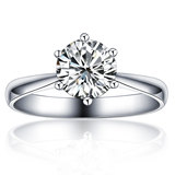 经典6爪 求婚订婚结婚钻石戒指 六爪18K白金铂金女戒 私人订制
