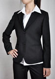 新款品牌女装女士商务西服西装套装两扣职业装修身藏蓝色黑色