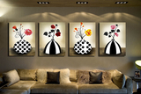 伊佳促销客厅无框画抽象装饰画花瓶挂画四联欧式壁画现代经典简约