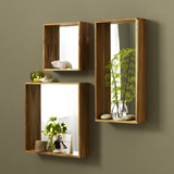 装饰镜框 装饰镜 镜子 墙饰挂壁杉木北欧现代简约卫浴镜卫生间镜