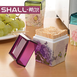 SHALL/希尔 欧式创意美耐皿牙签盒 透明盖时尚仿陶瓷牙签筒
