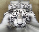 外贸出口个性男士狮子老虎纹被套床单4四件套3D全棉床品床上用品