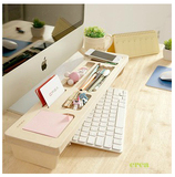 韩式搁板键盘显示器座创意木质隔板办公桌装饰宜家特价木塑置物架
