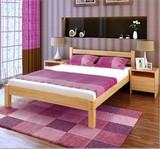 简约现代实木床环保松木床双人床单人床成人床公主床清漆原木色