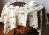 北欧宜家外贸绿叶英文怀旧桌布 棉麻餐桌布茶几布盖布 可定做