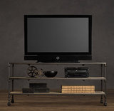 LOFT风格电视柜 实木铁艺结合边桌美式乡村电视搁架层架置物架