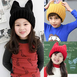 韩国时尚可爱猫耳朵帽子 牛角帽 冬季保暖宝宝儿童帽子 亲子帽 女
