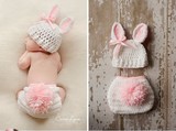 出租婴儿摄影服 满月照百天照拍照服装 儿童写真照相衣服 白兔子