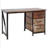 铁艺美欧式办公桌家居台式电脑桌 实木写字台书桌LOFT风工业