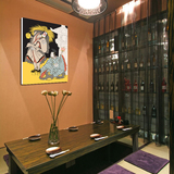 日本料理店装饰画将军武士壁画浮世绘日式人物无框画寿司店挂画