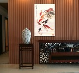 现代装饰画壁画沙发背景画客厅玄关餐厅无框画床头挂画单幅九鱼图