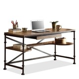 专柜 美式乡村现代简约金属长方形移动实木大班 办公桌子书桌福建