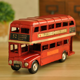 时光巴士复古英伦模型铁工艺品桌面创意摆件美式儿童房间软装饰品