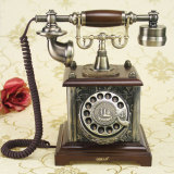 Dickdenton迪克丹顿正品实木仿古工艺复古老式古董转盘旋转电话机