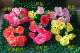 六一 特卖仿真花9-12头玫瑰花束批发假花舞蹈手拿花运动会塑料花