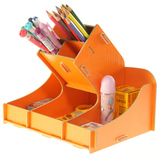 学生书桌收纳盒桌上笔筒办公室用品文具桌面多功能杂物木质整理盒