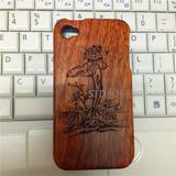 订制苹果4木质手机壳iPhone 4/4S巴西花梨木保护壳荷花雕刻图包邮
