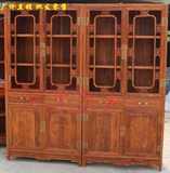 红木书柜 实木玻璃柜非洲黄花梨明式书架 明清仿古家具储物柜一对