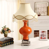 陶瓷橙色结婚喜庆台灯中式家居装饰品客厅卧室现代简约创意床头灯