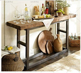 法式铁艺北欧咖啡桌椅铁艺实木吧台桌 工作台复古做旧风格.长桌