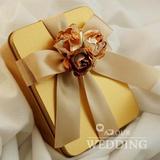 结婚婚礼婚庆用品马口铁盒创意喜蛋喜糖盒子大号放烟费列罗 金色