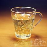 出口日本蝴蝶与菊花刻花水晶玻璃杯红茶杯咖啡杯果汁牛奶杯Zakka