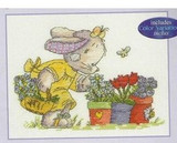十字绣设计素材源文件彩色电子版图纸110020 补丁兔之小兔看花