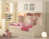 特价韩式儿童家具套房田园白色衣柜床多功能一体床女孩男孩储物床