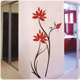植物墙贴一支花客厅浪漫卧室背景贴壁纸贴墙纸贴玄关过道门贴画