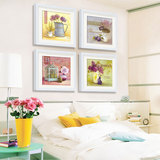 沙发墙客厅装饰有框画家饰卧室餐厅挂画壁画现代美式田园花卉白框
