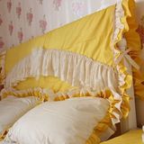 纯色床头装饰品 黄色床头罩 蕾丝 夹棉，超美` `床头套 韩式