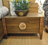 简约实木床头柜 现代中式小型床边收纳柜 胡桃色橡胶木储物柜