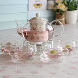 加厚玻璃陶瓷花茶茶具加热套装花果茶壶茶杯透明韩式煮水果耐高温