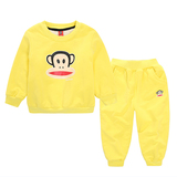 2014秋冬韩版加绒加厚婴儿套头卫衣2件套童装 大嘴猴运动休闲套装