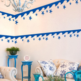 客厅卧室墙顶角线创意海洋个性地中海蓝色海浪腰线墙贴纸贴画自粘